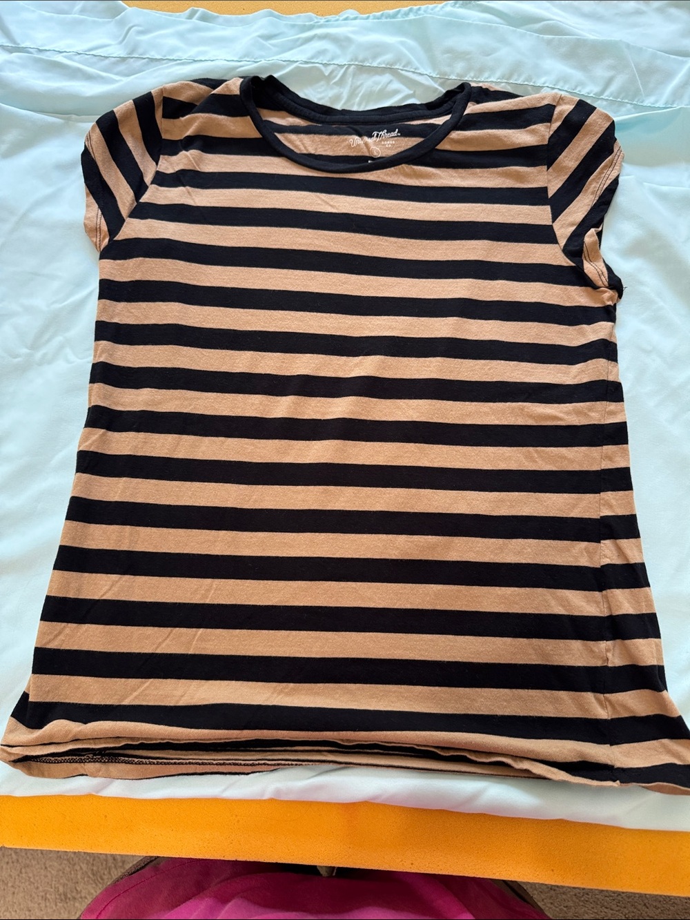 Universal Thread Black and Tan Striped Tee